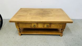A BAKER BEDFORD FLAGSTONE COFFEE TABLE, LENGTH 130CM, DRAWERS TO SIDES.