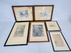 A GROUP OF VINTAGE FRAMED PICTURES AND ETCHINGS TO INCLUDE A 