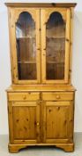 HONEY PINE DUCAL GLAZED TOP DRESSER WITH TWO DRAWER TWO DOOR BASE, W 89CM X D 44CM X H 191CM.