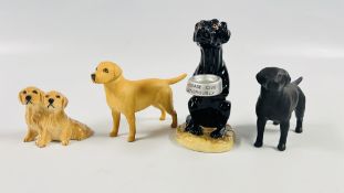 A GROUP OF 4 BESWICK LABRADOR STUDIES TO INCLUDE TWO MATT FINISH EXAMPLES + AN EXAMPLE TITLED