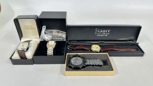 A GROUP OF BOXED DESIGNER BRANDED WRIST WATCHES TO INCLUDE EXAMPLES MARKED AMADEUS,