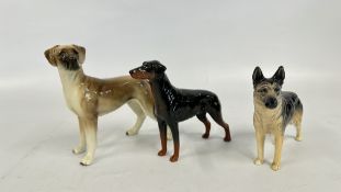A GROUP OF 2 BESWICK PORCELAIN DOG ORNAMENTS TO INCLUDE CH ULRICA OF BRITTAS,