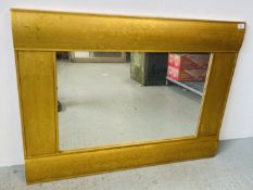 RECTANGULAR WALL MIRROR FEATURING A BEVELLED GOLD TONE FRAME, 80 X 105CM.