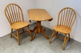 BEECHWOOD KITCHEN TABLE AND TWO CHAIRS.