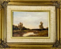 A FRAMED OIL ON BOARD TITLED 