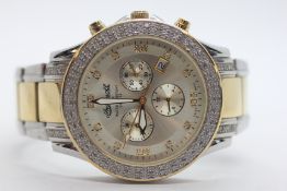 AN INGERSOL 100M WATER RESISTANT QUARTZ DIAMOND SET WATCH IN ORIGINAL PRESENTATION BOX.