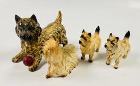 A GROUP OF 4 BESWICK PORCELAIN TERRIER DOG ORNAMENTS.