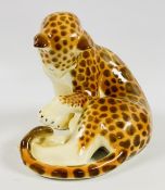 A LARGE USSR PORCELAIN LEOPARD STUDY, H 17CM.