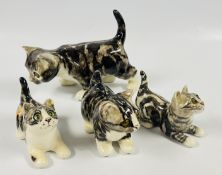 A GROUP OF 4 GLAZED WINSTANLEY SIGNED STUDIO POTTERY CATS TO INCLUDE 2 X No. 1, No. 2 AND No. 3.