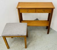 GOOD QUALITY TWO DRAWER HALL TABLE WITH INLAID DETAIL,