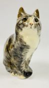 A LARGE GLAZED WINSTANLEY SIGNED STUDIO POTTERY SEATED CAT No. 5.