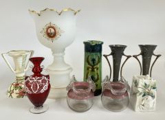 A CHINA ARTS AND CRAFTS CHAMBER / CANDLESTICK, FROG VASE,