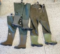 A PAIR OF SIZE 8 HEVEA ACIFORT WADERS + A FURTHER TWO PAIRS OF UNBRANDED SIZE 9 EXAMPLES.