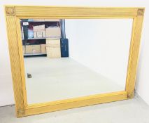 LARGE CLASSICAL DESIGN GILT AND BEVELLED EDGE WALL MIRROR, W 120CM X H 95CM.