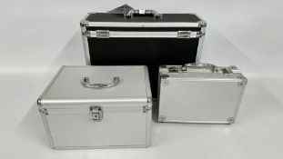 3 ALUMINIUM FRAMED FLIGHT CASES.