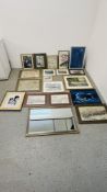A GROUP OF PICTURES AND PRINTS TO INCLUDE TWO FRAMED REPRODUCTION MAPS, ONE DEPICTING BRITISH ISLES,
