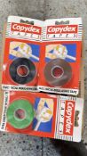 48 X AS NEW COPYDEX 20M X 19MM ELECTRICAL INSULATING TAPE - ASSORTED COLOURS.