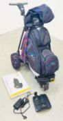 POWAKADDY ELECTRIC GOLF TROLLEY AND ASSOCIATED POWAKADDY GOLF BAG COMPLETE WITH LITHIUM POWER PACK