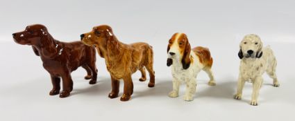 A GROUP OF 4 BESWICK DOG ORNAMENTS TO INCLUDE VARIOUS SETTERS.
