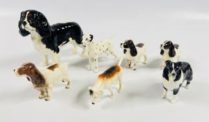 A GROUP OF 7 BESWICK DOG ORNAMENTS TO INCLUDE BEAGLE, DALMATION,