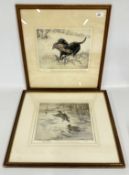 TWO VINTAGE LIMITED EDITION 69/100 & 53/75 PRINTS BEARING PENCIL SIGNATURE HENRY WILKINSON