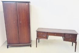 STAG MINSTRAL TWO DOOR WARDROBE, W 98CM AND STAG MINSTRAL 5 DRAWER DRESSING TABLE.