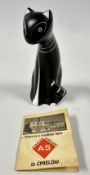 A PORCELAIN CAT STUDY (KOT ZADUMANY) MARKED 