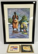 A PAIR OF FRAMED AND MOUNTED ORIGINAL ENCAUSTIC (WAX) PAINTINGS BY L.S. GANDINI, W 14.