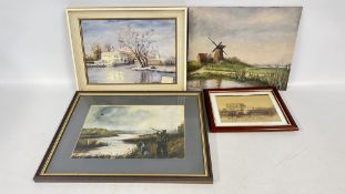 A FRAMED OIL ON BOARD DEPICTING 