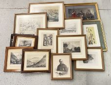 A GROUP OF FRAMED AND MOUNTED ETCHINGS AND PRINTS PARIS (SOUVENIR DE 1867),