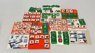 A COLLECTION OF ASSORTED RSPB ENAMEL BADGES MOUNTED ON CARD.