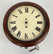 AN ANTIQUE GPO POST OFFICE WALL CLOCK (REQUIRES ATTENTION).