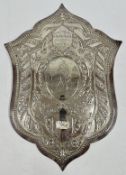 SILVER PRESENTATION SHIELD INSCRIBED 