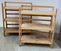 A PAIR OF MODERN FOLDING DISPLAY SHELVES, W 71 X D 29 X H 86CM.