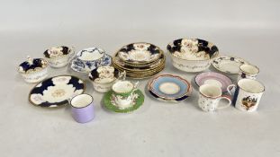 A PART SET OF COALPORT BATWING CHINA TOGETHER WITH COFFEE CANS AND SAUCERS.