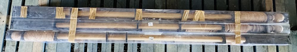 6 BOXED B&Q COLOURS WOODEN CURTAIN POLES - EX CLEARANCE STOCK - LIGHT BROWN, 50MM X 2.0M.