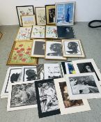 A GROUP OF ORIGINAL FRAMED STILL LIFE ART WORKS BY R. MARSHALL + AN ORIENTAL FRAMED PANEL ETC.