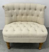 A MODERN BUTTON TUFTED LOVE SEAT.