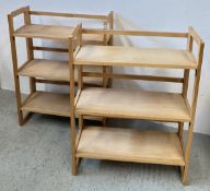 A PAIR OF MODERN FOLDING DISPLAY SHELVES, W 71 X D 29 X H 93CM.