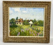 A FRAMED OIL PAINTING TITLED 'THE WILD MEADOW' SIGNED CHATTEN, 49CM X 59CM.