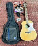 YAMAHA FG830 ACOUSTIC GUITAR PLUS CARRY CASE, STRAP, MUSIC BOOK, ETC.