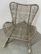A MODERN BEIGE ROPE EFFECT ROCKING CHAIR.