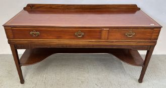 ANTIQUE MAHOGANY AND INLAID 2 DRAWER BUFFET WITH LOWER TIER - CONVERTED FROM A SQUARE PIANO,