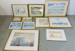 A GROUP OF 11 X ORIGINAL WATERCOLOURS TO INCLUDE MANY EXAMPLES DEPICTING LOCAL BROADLAND SCENES,