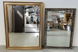 A MODERN DUNELM WALL MIRROR, W 73CM,