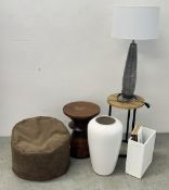 A POLISHED HARD WOOD OCCASIONAL STOOL,