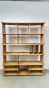 A LARGE PINE SLATTED ROOM DIVIDER, 150CM X 191CM X 37CM.