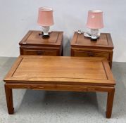 A LOW LEVEL RECTANGULAR ORIENTAL DESIGN COFFEE TABLE,