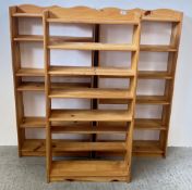 3 X PINE 6 TIER BOOKSHELVES, HEIGHT 126CM.