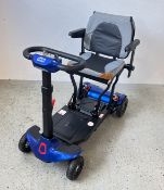 A MM GENIE COMPACT LIGHTWEIGHT FOLDING MOBILITY SCOOTER AND KEY (LITTLE USED) - (NO CHARGER) - SOLD